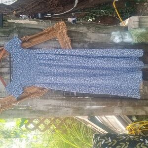 SHEIN BLUE W/WHITE FLOWERS DRESS